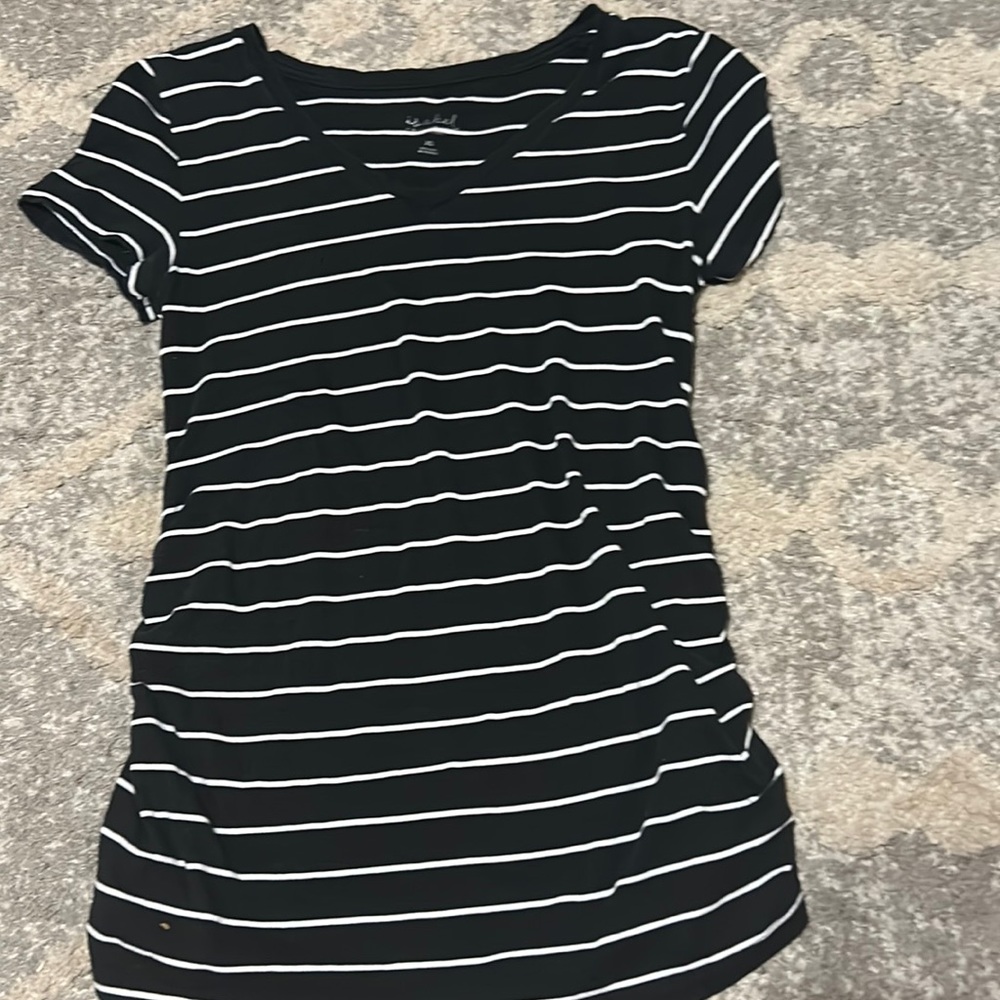 Maternity shirt black shirt with white strips size-XS
